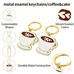 Llavero Personalizado ODM con Temática de Café, Llavero de Metal Esmaltado en Color Pantone, para Regalos Promocionales de Marcas de Café - Product Image 3