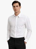 Kemeja Pria Formal Oxford 100% Katun, Ukuran Sesuai Pesanan, Perawatan Mudah, Kerah Tinggi, 2 Kancing, Lengan Panjang