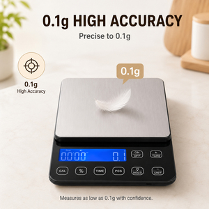 Supplier Stainless Steel Platform LCD <b>Timer</b> Tare PCS Unit electronic <b>kitchen</b> weighing scale food scale for Coffee Baking - Product Image 5