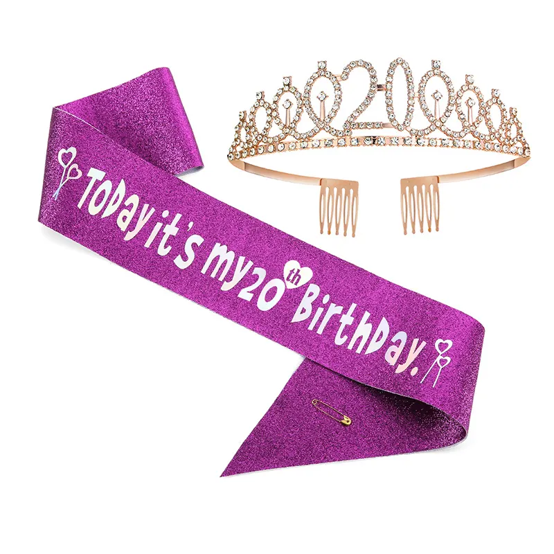 Kit de corona y tocados digitales personalizados al por mayor, faja para tiara de cumpleaños para niñas