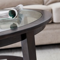 Table en bois simple avec plateau en verre pour salon, table basse, table d'appoint, meubles de maison