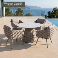 Fabricant de tables de salle à manger rondes en pierre frittée pour l'extérieur, vente en gros de meubles de patio
