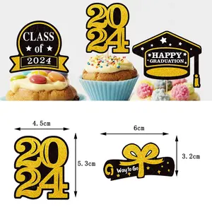 Venta de fábrica de alta calidad, adornos para pasteles, papel, feliz cumpleaños, 5 uds., adorno para pastel de fiesta de graduación