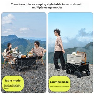 Carrello da Campeggio Portatile Pieghevole a Quattro Ruote in Acciaio Inox con Seduta Reclinabile per Bambini - Product Image 2