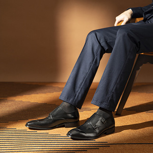 Wholesale Men's Business Formal Slip-On Shoes <b>Top</b> Layer Cowhide Casual Leather Shoes Fashion Versatile Support Dropshipping - Product Image 4