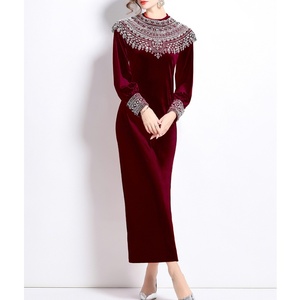 Giản Dị Dài Ăn Mặc 2025 Nhung Pháp Ăn Mặc Của Phụ Nữ Thanh Lịch Sang Trọng Cho Nữ Thần Chic <span class=keywords><strong>Parisian</strong></span> Phong Cách Giản Dị Dresses Cho Phụ Nữ - Product Image 5