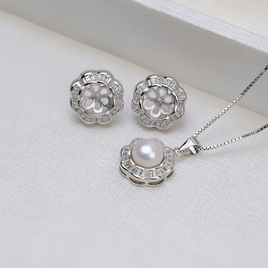 Accesorios Wenchi DIY, Pendientes de Plata S925 con Perlas, Juego de Aretes para Mujer, Nuevo 15540, Joyería de Moda Personalizada - Product Image 2