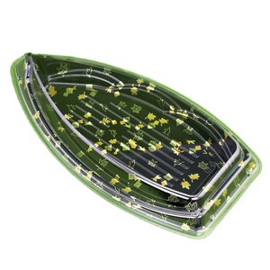 Custom Eco-friendly Luxury Boats Plastic Sushi Box Square Circular Rectangle Black Colored Sushi Takeaway Packaging Box Togo