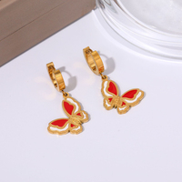 Parure de bijoux 3 pièces en acier inoxydable émaillé avec pendentifs abeille, papillon et insecte, collier, boucles d'oreilles et bracelet pour femme, cadeau G5063