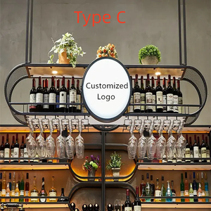 Customized Metal Wine <strong>Rack</strong> Bar Counter Top &amp; Ceiling Hanging Storage <strong>Racks</strong> for Restaurants Bar Furniture Wine Glass Storage - Product Image 3