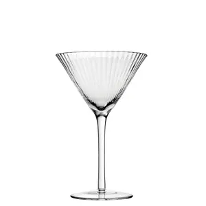 Hayworth Fluted Ridged Ribbed Gold Rimmed Martini Glass