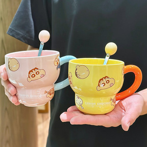 Zuo Mu Crayon Shinchan Ceramic Mug With Spoon Heat Resistant For Kids And Girls Gift Spring 2025 - Product Image 1