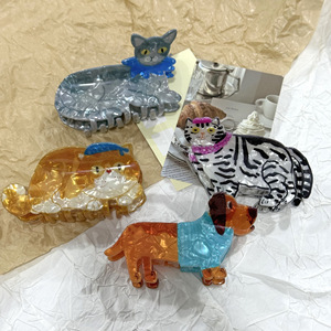 Nuova <span class=keywords><strong>Clip</strong></span> per gatto cane in acrilico transfrontaliero con pinza per artiglio simpatico cartone animato border Collie retro testa di squalo Design decorazione quotidiana dei capelli - Product Image 4