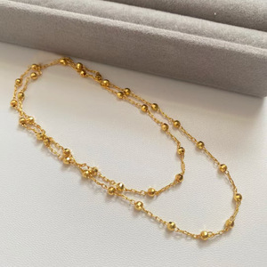 Live stream source: French-style light luxury necklace for women, Instagram-worthy design, round beaded <b>cross</b> <b>chain</b> choker, - Product Image 2