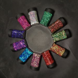 Vente en gros 2025 nouveau 2oz holographique 12 couleurs de qualité cosmétique PET matériel Nail Art cosmétiques hexagone gros paillettes ombre à paupières - Product Image 2
