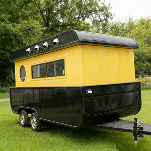 Chariot de restauration vintage jaune et noir, style rétro, robuste, pour la restauration rapide, les boissons, les collations, la restauration en plein air, les parcs - Product Image 3