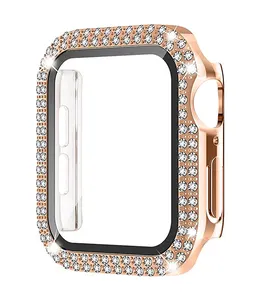 Fashion Glass Screen Protector Plastic Watch Diamond Case For Apple Watch Series 8 9 41mm 45mm