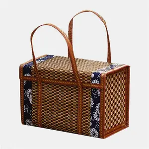 Picnic Insulation Keeping Package Storage Basket For Wicker With Handle Custom Black High Quality To Keep Cold Fruit Woven