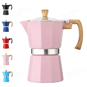 2022 New Design 3/6 Cups stock Aluminum Pink Italian Espresso Mocha Moka Pot Coffee Maker
