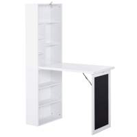 Bureau d'écriture convertible en bois avec étagère latérale réglable en hauteur et design moderne pour le bureau à domicile et les postes de travail dans le salon