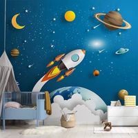 Papier peint mural pour chambre d'enfant, thème moderne, imperméable, astronaute spatial, dessin animé, pour chevet, chambre d'enfant