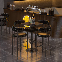 HUALIN-Table à manger en métal pour bar, restaurant, musique, café, table haute et chaises