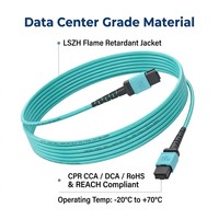 Cordon de brassage à fibres optiques multimode OM3 MPO-MPO 12 cœurs LSZH 40G 100G pour centre de données IDC, câble tronc MTP