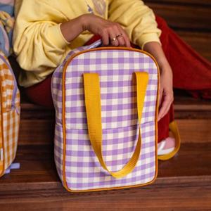 Mochila personalizada de guinga roja de 20 pulgadas, mochila personalizada para senderismo diario, deporte, bonita bolsa de almuerzo con asa de algodón, bolsa de viaje de doble uso - Product Image 2