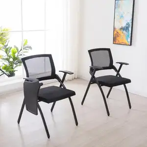Classroom Student Conference Room Chair Training Room Mesh Folding Stackable Chair With Writing Plate