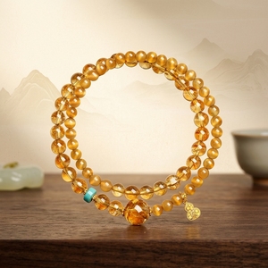 Pulsera de Citrino Natural para Mujer, Doble Hilo, Cuentas de la Suerte que Atraen Dinero, Cristal Amarillo Torre, Ojo de Tigre, Regalo - Product Image 1