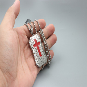 Cracked <b>Cross</b> Pendant Necklace Stainless Steel Unisex Fashion Jewelry Gift - Product Image 2