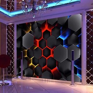 Tissu mural géométrique industriel sans couture en technologie 3D pour fond d'écran, décoration <span class=keywords><strong>de</strong></span> cinéma et divertissement en ligne - Product Image 5