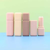 Tube de Rouge à Lèvres Carré Mat Multicolore OEM ODM (Rose Nude, Jaune, Marron) – Contenant Vide pour Cosmétiques et Baume à Lèvres