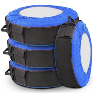 BEELAND 4套蓝色便携式季节性备用汽车备用轮胎保护罩冬季可重复使用带手柄的汽车轮胎包