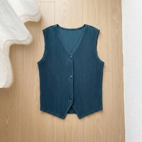 Ensemble décontracté 3-en-1 plissé uni pour femme, col en V, sans manches, mi-mollet, en polyester, résistant aux plis, nouveau style, pour l'été
