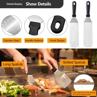 Ensemble d'outils de barbecue Teppanyaki avec logo personnalisé, en acier inoxydable et PP, manches longs et courts, portable, robuste, pour l'extérieur, OEM ODM, marque privée