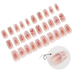 <span class=keywords><strong>Uñas</strong></span> Postizas <span class=keywords><strong>de</strong></span> ABS con Diseño <span class=keywords><strong>de</strong></span> <span class=keywords><strong>Hello</strong></span> <span class=keywords><strong>Kitty</strong></span>, Color Rosa Nude Cuadrado Francés con Lazo, Reutilizables, 30 Piezas - Product Image 4