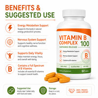 Sürekli Salınımlı Vitamin B Kompleksi Tabletleri Günlük Besin Takviyesi, Özel Etiket Toptan Satış İçin Temel B Vitaminleri ile