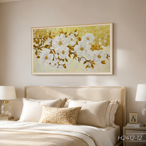 Vietnam Wholesale Gold Leaf Floral Wall Art Luxury Handmade Decorative <b>Painting</b> OEM ODM Service Model M2412-12 - Product Image 5