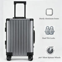 Valise rigide en aluminium de qualité supérieure avec serrure TSA, roues silencieuses pivotantes, grande capacité, bagages de voyage pour les voyages d'affaires