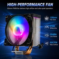 Nouveau design, refroidisseur d'air CPU blanc avec ventilateurs RGB, radiateur de jeu 12V, tour de refroidissement en aluminium pour boîtiers d'ordinateur
