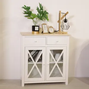 Panneau de haute qualité Console en bois meubles de maison armoires de salon armoire en bois classique avec 2 tiroirs