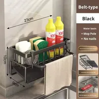 Égouttoir d'évier de cuisine porte-éponge détergent organisateur à un niveau fer non pliant support de rangement multifonction pour bol à vaisselle
