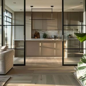 Track Steel Door - <b>Frame</b> & Tempered Glass for Residential Office Interiors - Product Image 4
