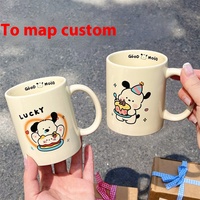 Tasse en céramique crème de dessin animé classique avec illustration de Noël 3D tasse de chiot thermique avec couvercle pour café thé bière eau voyage