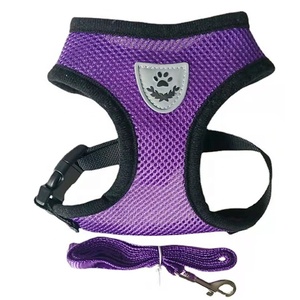 Harness Anjing Bahan Jaring Bernapas Murah Berkualitas Pabrik, Set Tali Pengikat dan Harness Warna Solid dengan Fitur Reflektif, Rompi Hewan Peliharaan Berbulu - Product Image 6