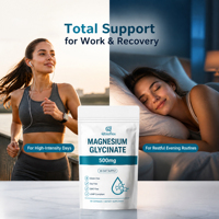 Qbioflex Offre Spéciale Nature Made Glycinate de Magnésium HALAL Sans Gluten Compléments de Magnésium en Capsules pour Adultes