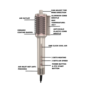 <span class=keywords><strong>Brosse</strong></span> sèche-<span class=keywords><strong>cheveux</strong></span> ionique en céramique 3 en 1, <span class=keywords><strong>brosse</strong></span> à air chaud avec peigne à air chaud à haute vitesse pour un brushing sans frisottis et un lissage - Product Image 6