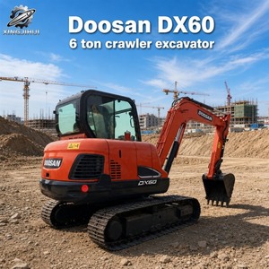 Excavadora de cadenas Doosan DX60 usada, 6 toneladas, marca coreana original, excavadora pequeña para construcción, pocas horas de uso. - Product Image 1