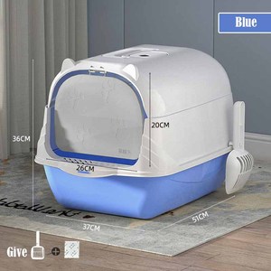 Leicht zu Reinigende Katzentoilette mit Vorlegematte und Schaufel, Große Faltbare Katzentoilette mit Deckel, Eingang Vorne, Ausgang Oben, Katzenklo - Product Image 5